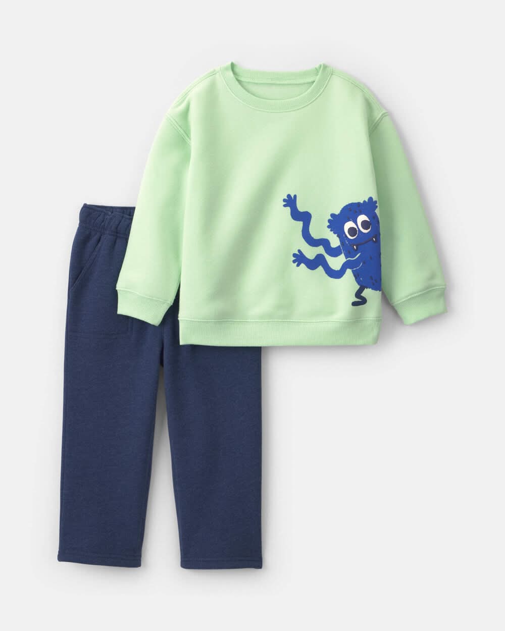 Baby Boy 2-Piece Monster Fleece Top & Pant Set - Green/Blue - 12M