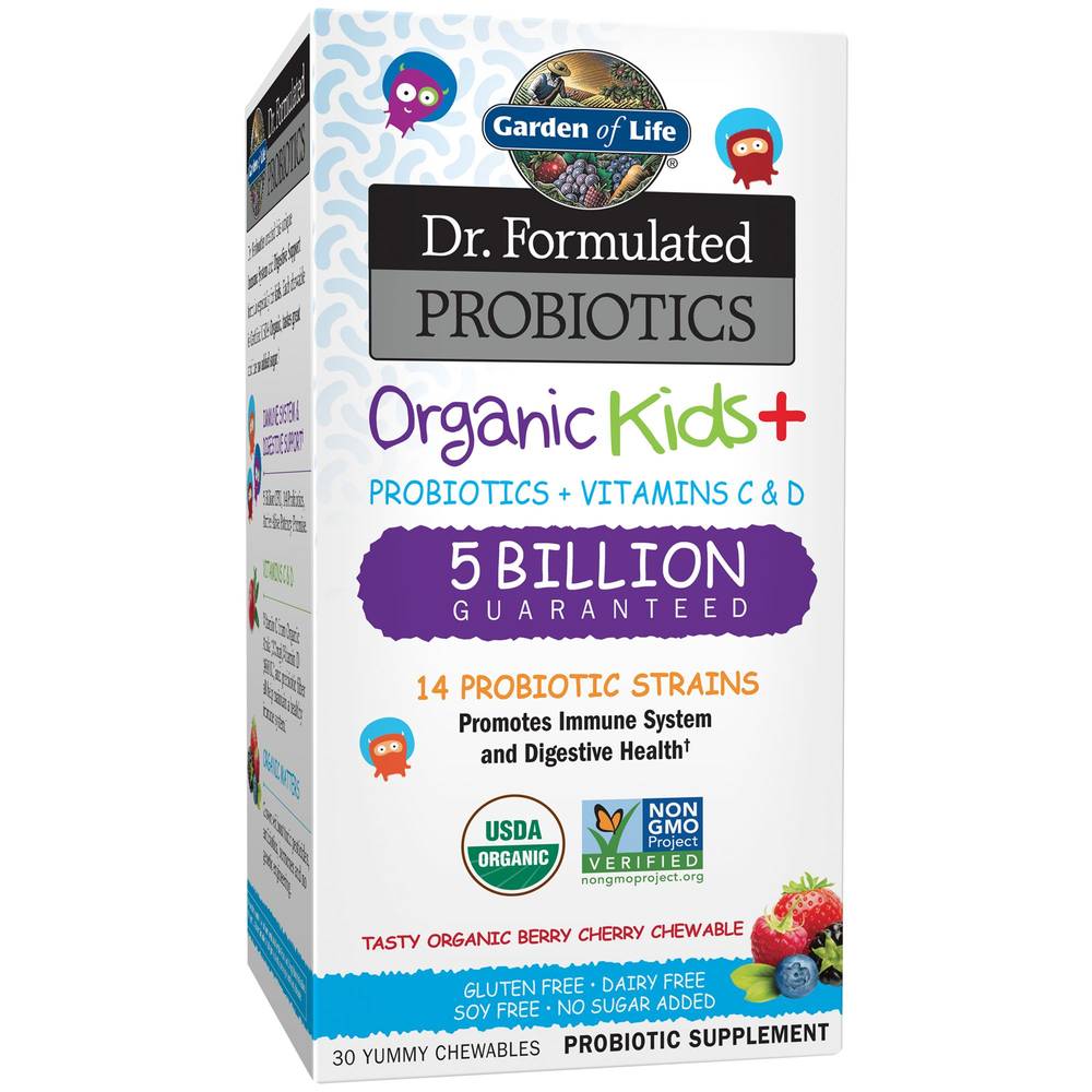 Dr. Formulated Refrigerated Probiotic Organic Kids 5 Billion - Tasty Organic Berry Cherry(30 Chews)