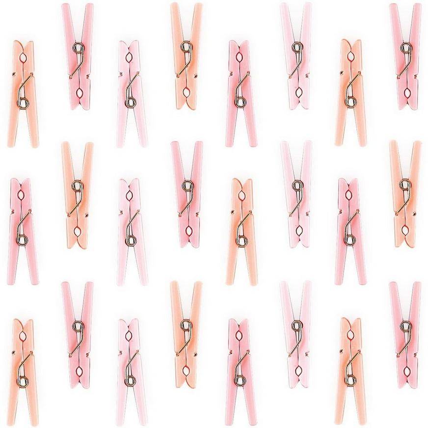 Mini Pink Clothespin Baby Shower Favor Charms 24ct