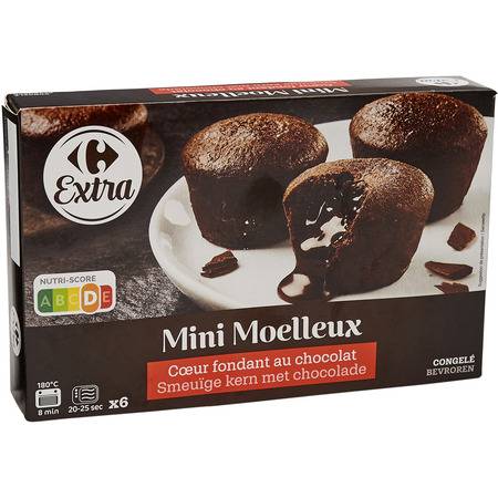 Mini moelleux cœur fondant chocolat Carrefour Extra - la boite de 6 - 156g