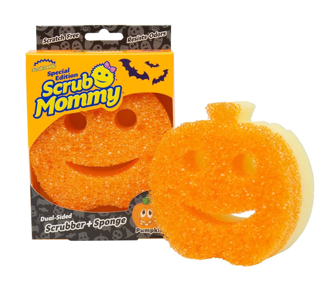 Scrub Daddy Dual Sided Pumpkin Cleaning Scrubber Sponge, Orange