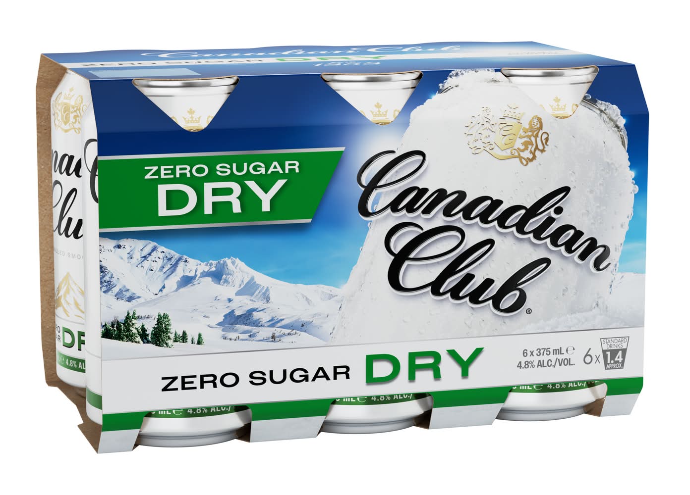 Canadian Club & Zero Sugar Dry Can 375mL  x Pack 6