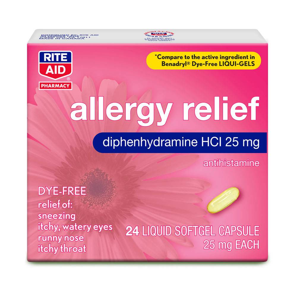 Rite Aid Allergy Relief Diphenhydramine Hci 25mg Capsules