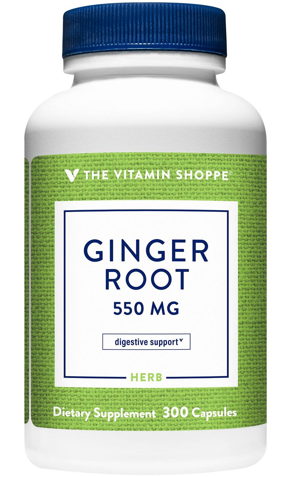 The Vitamin Shoppe Ginger Root Whole Herb Digestive Support 550 mg Capsules (300 ct)