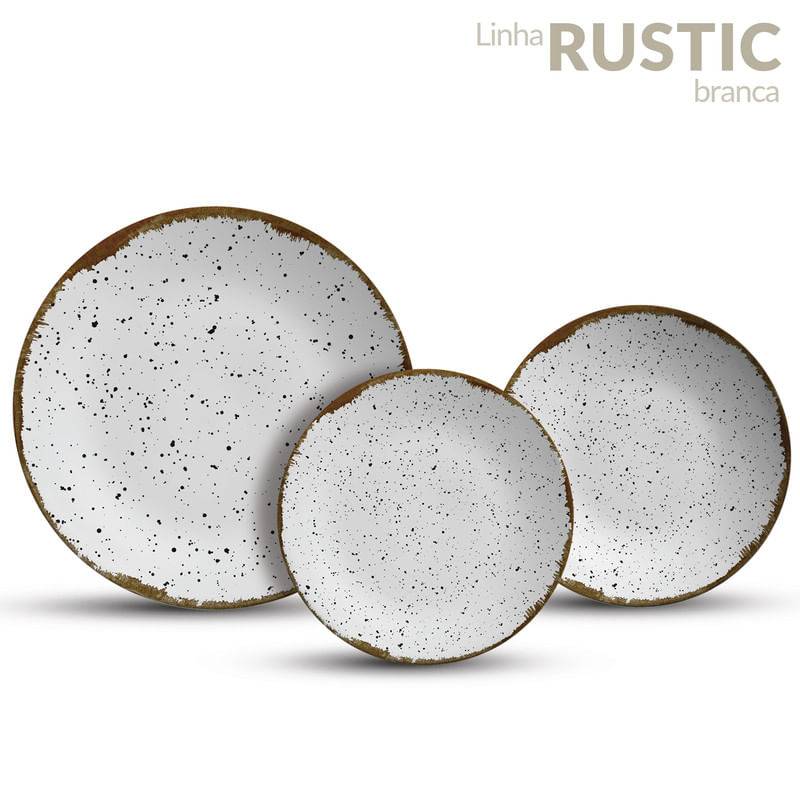 Scalla conjunto de pratos rustic branco (12 peças)