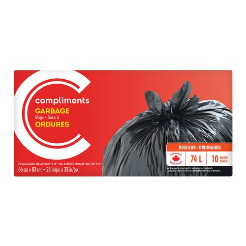 Compliments Garbage Bags Black Regular 74 L Bags