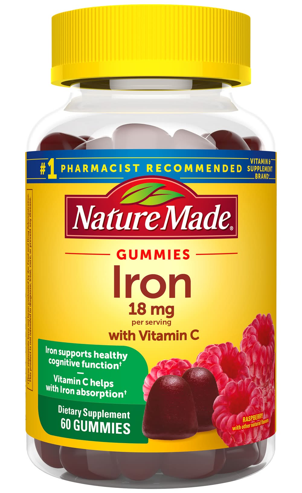 Nature Made Iron With Vitamin C Gummies 18 mg, Raspberry (60 ct)