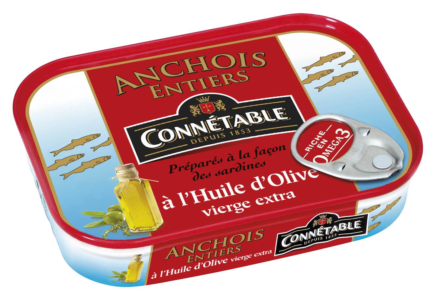 Connetable - Anchois entiers à l'huile d'olive , 100g