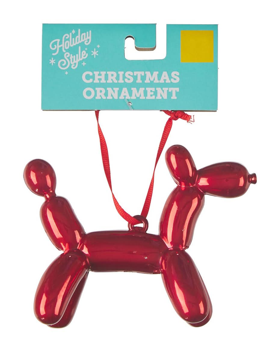 Holiday Style Balloon Dog Christmas Ornament, Red