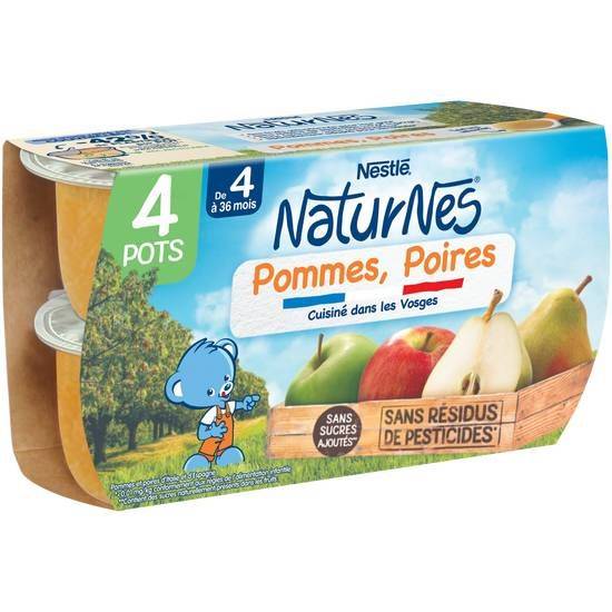 Nestlé naturnes purée bébé pommes poires de 4 à 36 mois, 4 pots