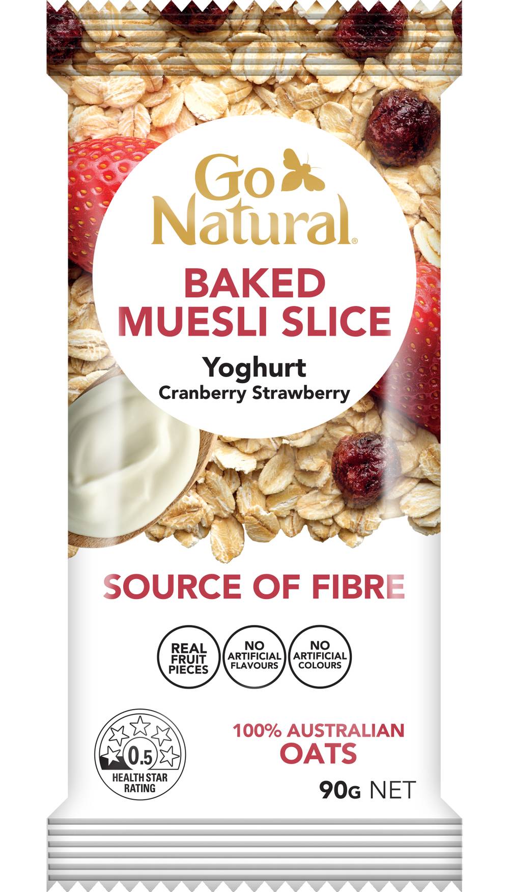 Go Natural Muesli Slice Bar Cranberry Strawberry With Yoghurt (90g)