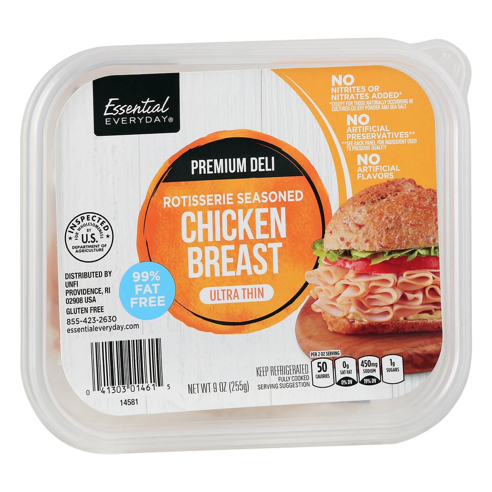 Essential Everyday Ultra Thin Rotisserie Seasoned Chicken Breast (9 oz)