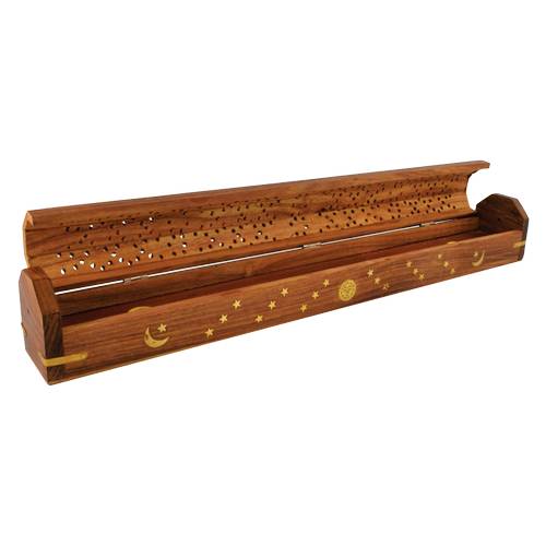 Wooden Coffin Incense Burner 12in