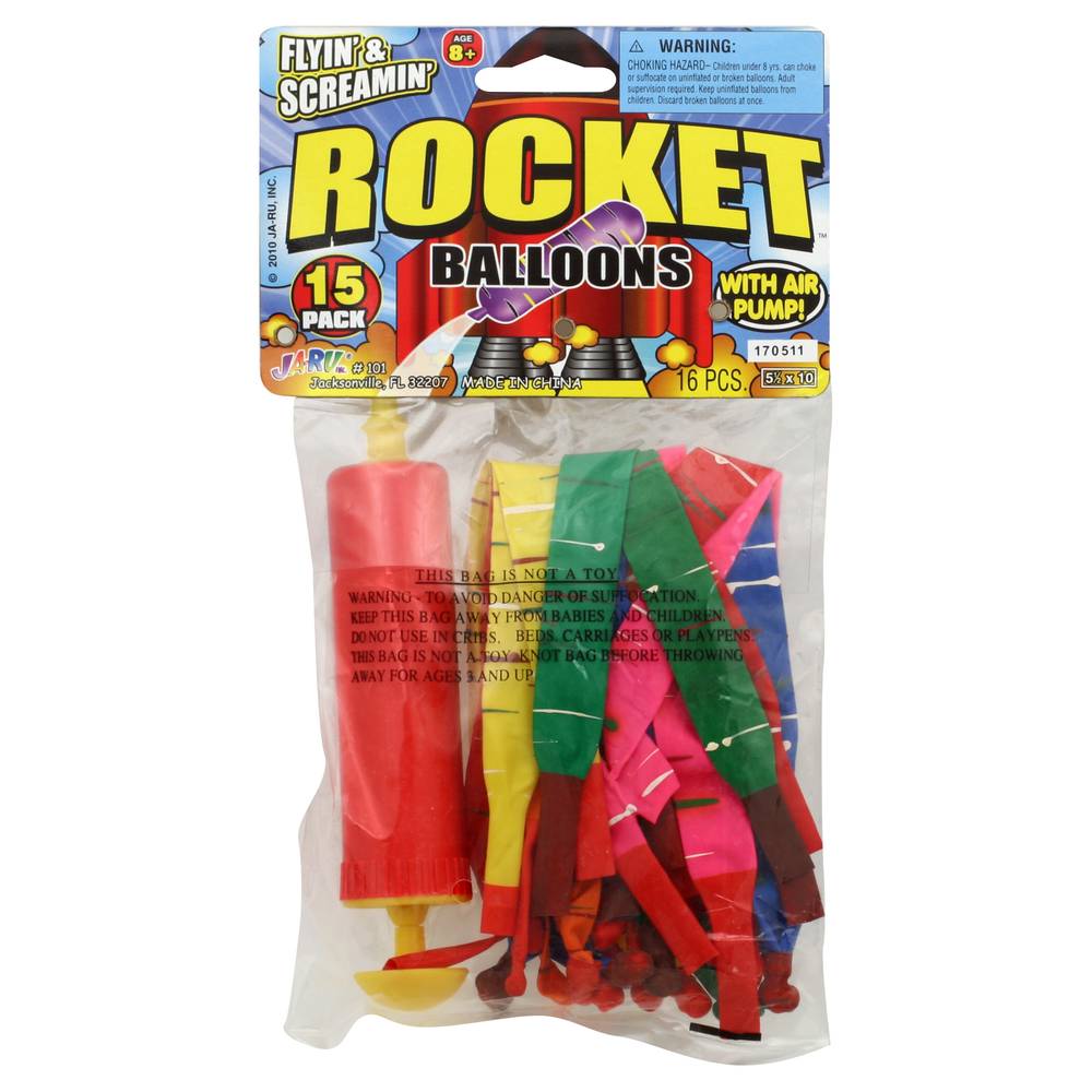 Ja-Ru Rocket Balloons With Air Pump (16 ct)