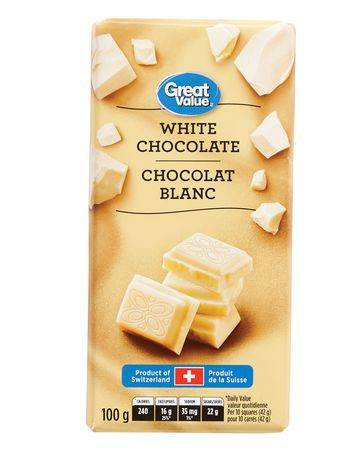 Great value chocolat blanc great value (100 g) - white chocolate (100 g)