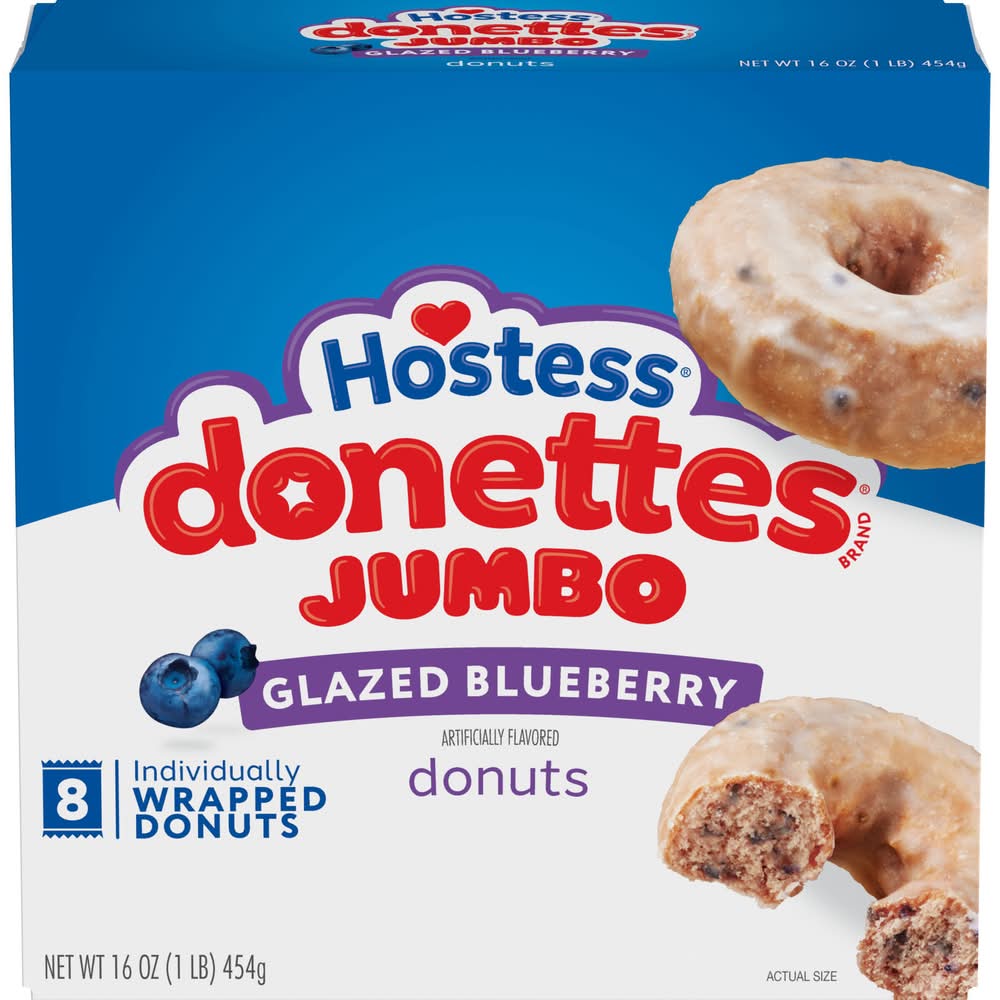 Hostess Glazed Jumbo Donettes, Blueberry (16 oz, 8 ct)