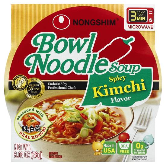 Nongshim Bowl Noodle and Spicy Kimchi Flavor Soup