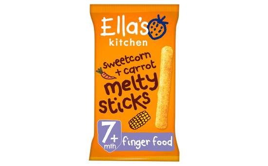 Ella's Kitchen Organic Sweetcorn and Carrot Melty Sticks Baby Snack 7+ Months