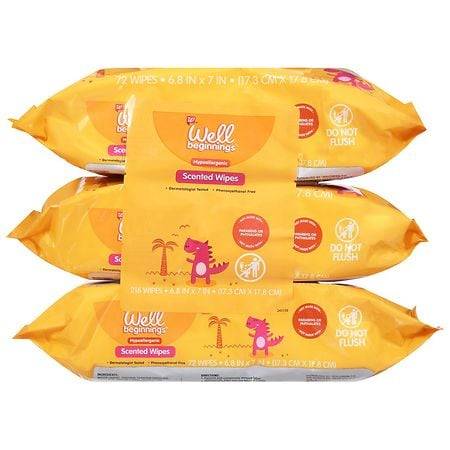 Well Beginnings Wipes Scented - 72.0 EA x 3 pack