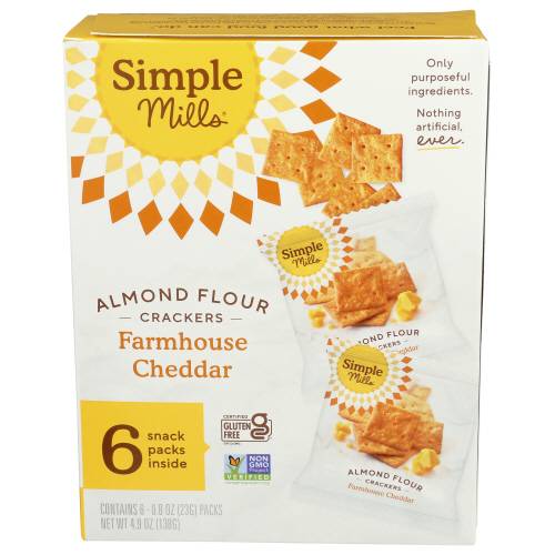 Simple Mills Farmhouse Cheddar Almond Flour Crackers 6 Pack