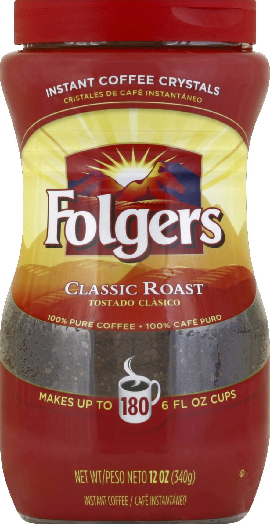 Folgers Classic Roast Instant Coffee Crystals (12 oz)