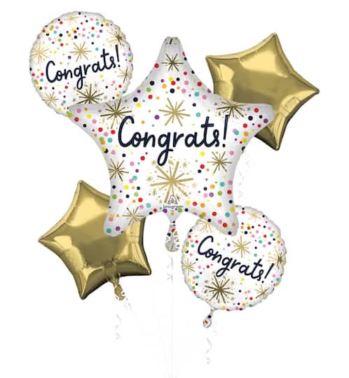 Inflated Confetti Sprinkle Congrats Foil Balloon Bouquet (5 ct)
