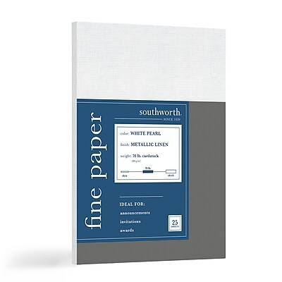 Southworth Metalo Linen Cardstock Paper (8.5" x 11"/white pearl)