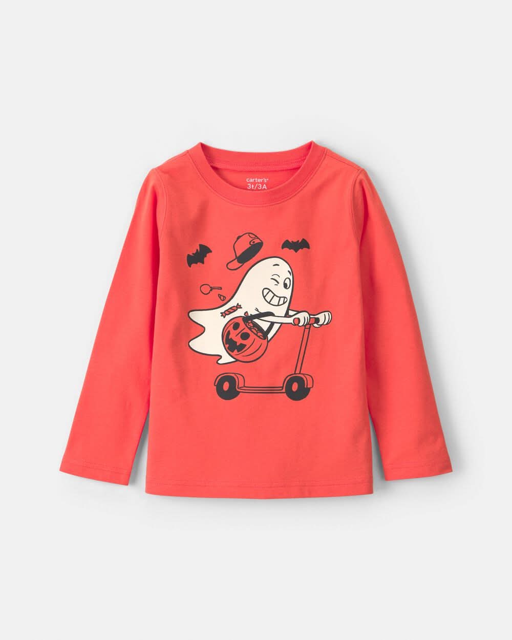 Toddler Ghost Scooter Long-Sleeve Graphic Tee - Orange - 4T