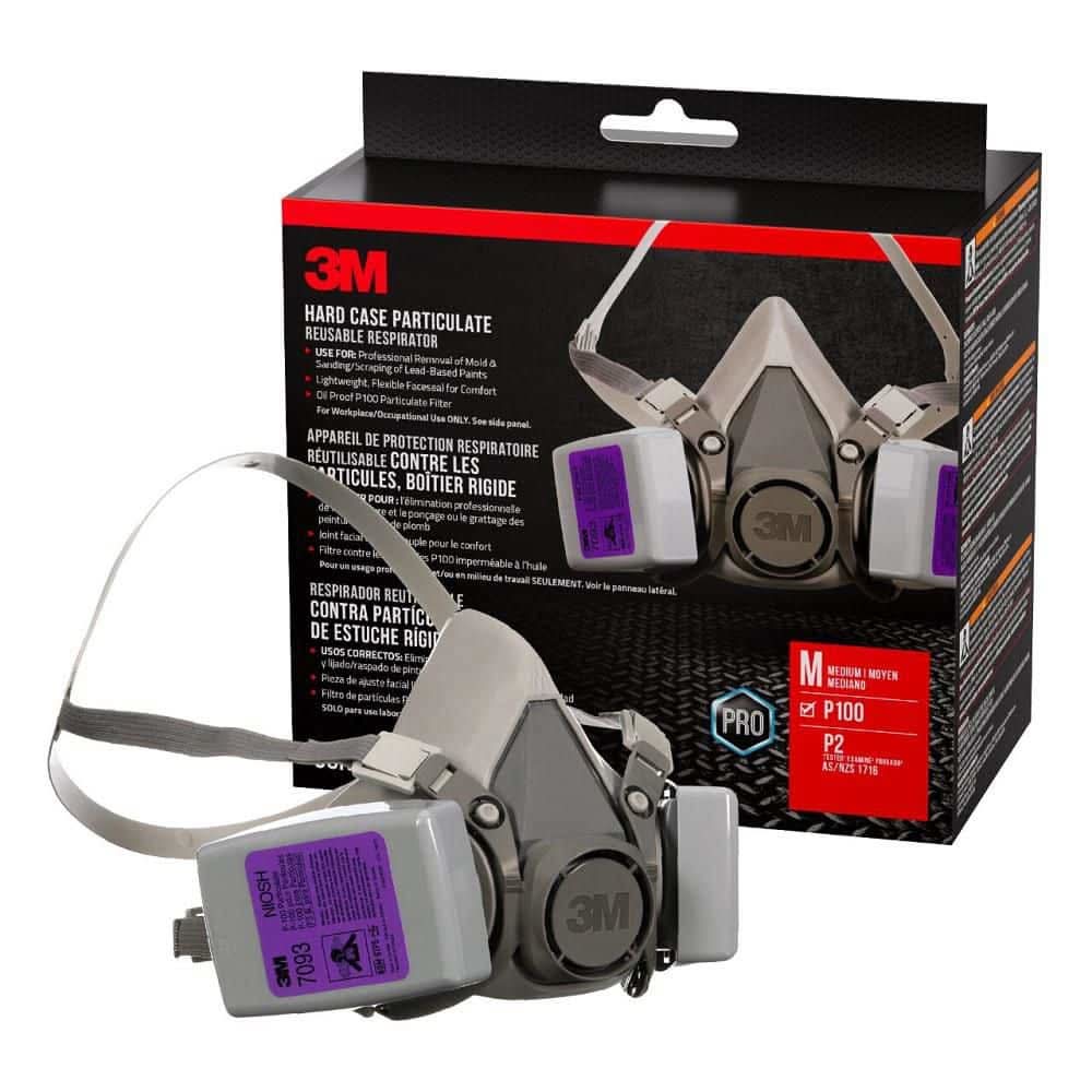 3M P100 Hard Case Particulate Reusable Respirator, Medium, 1-Facepiece And 1 Pair