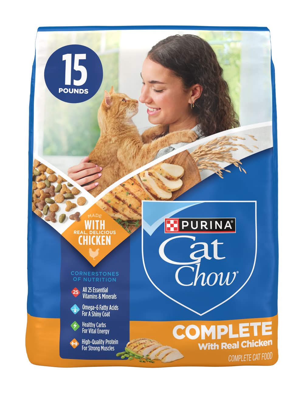Purina Cat Chow Complete High Protein Dry Cat Food, Chicken (15 lbs)
