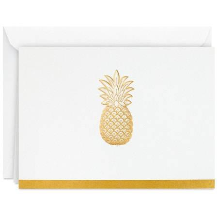 Hallmark Blank Note Cards (embossed gold pineapple) (10 ct)