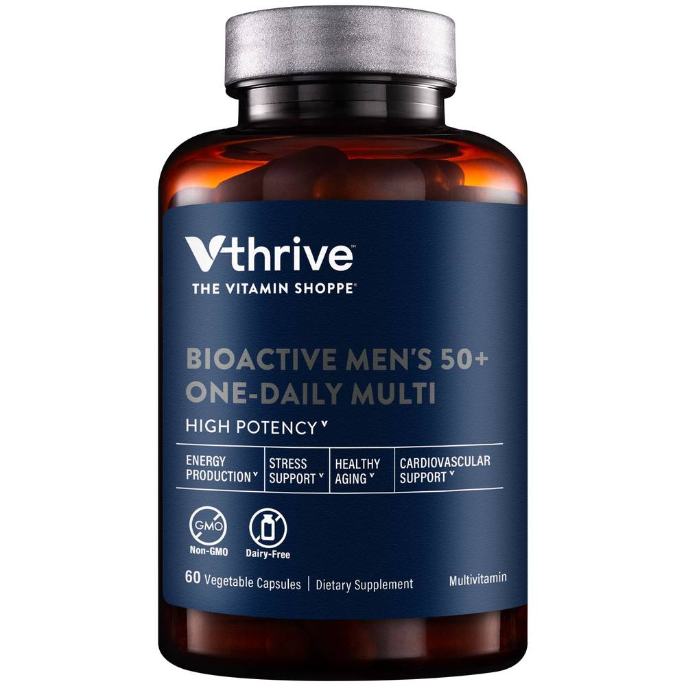 Once-Daily Bioactive Multivitamin For Men 50+ - Supports Stress & Healthy Aging (60 Vegetarian Capsules)