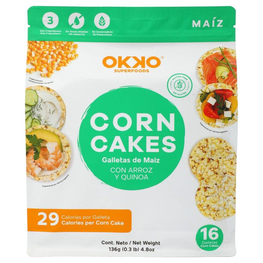 Okko galletas de maíz con arroz y quinoa
