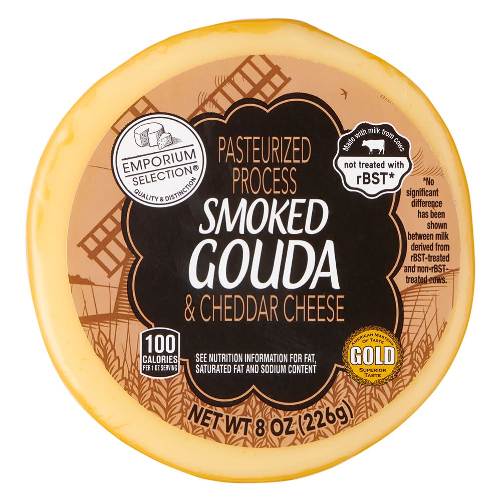 Emporium Selection Pasteurized Process Gouda & Cheddar Cheese, Smoked (8 oz)