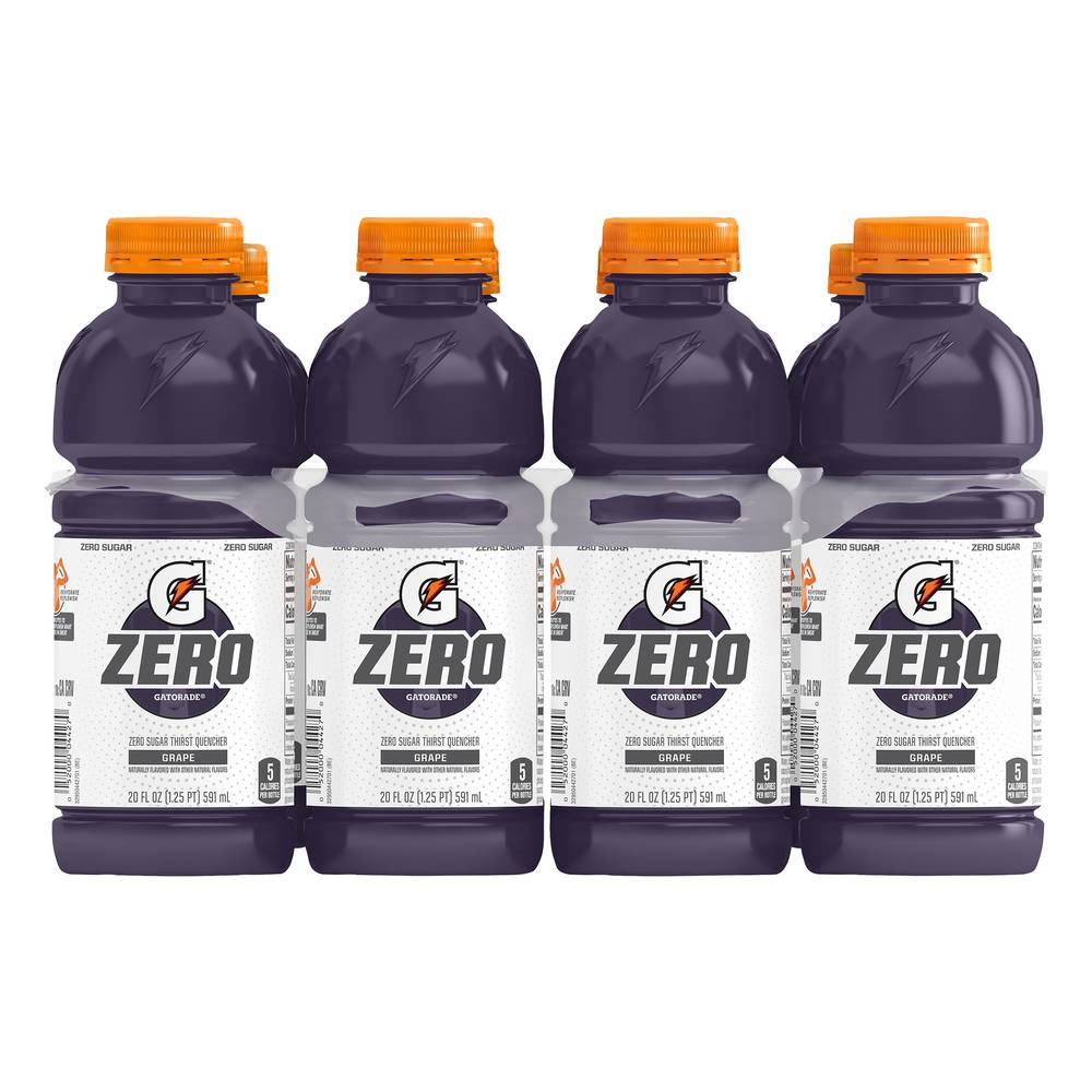 Gatorade Zero Sugar Thirst Quencher Sports Drink, Grape (8 x 20 fl oz)