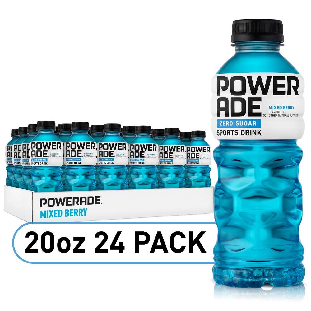 POWERADE Zero Mixed Berry Bottles, 20 fl oz, 8 Pack, 3 Sets (1X24|1 Unit per Case)