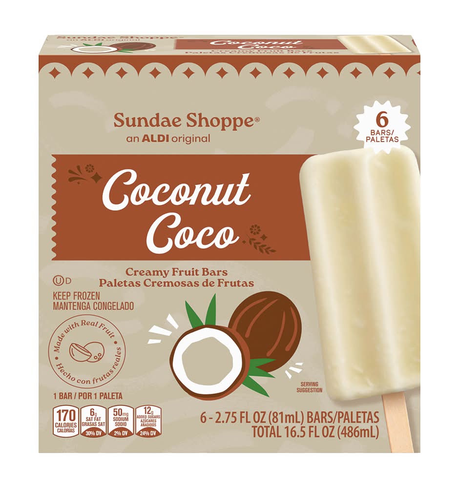 Sundae Shoppe Creamy Fruit Bars, Coconut (6 x 3 fl oz)