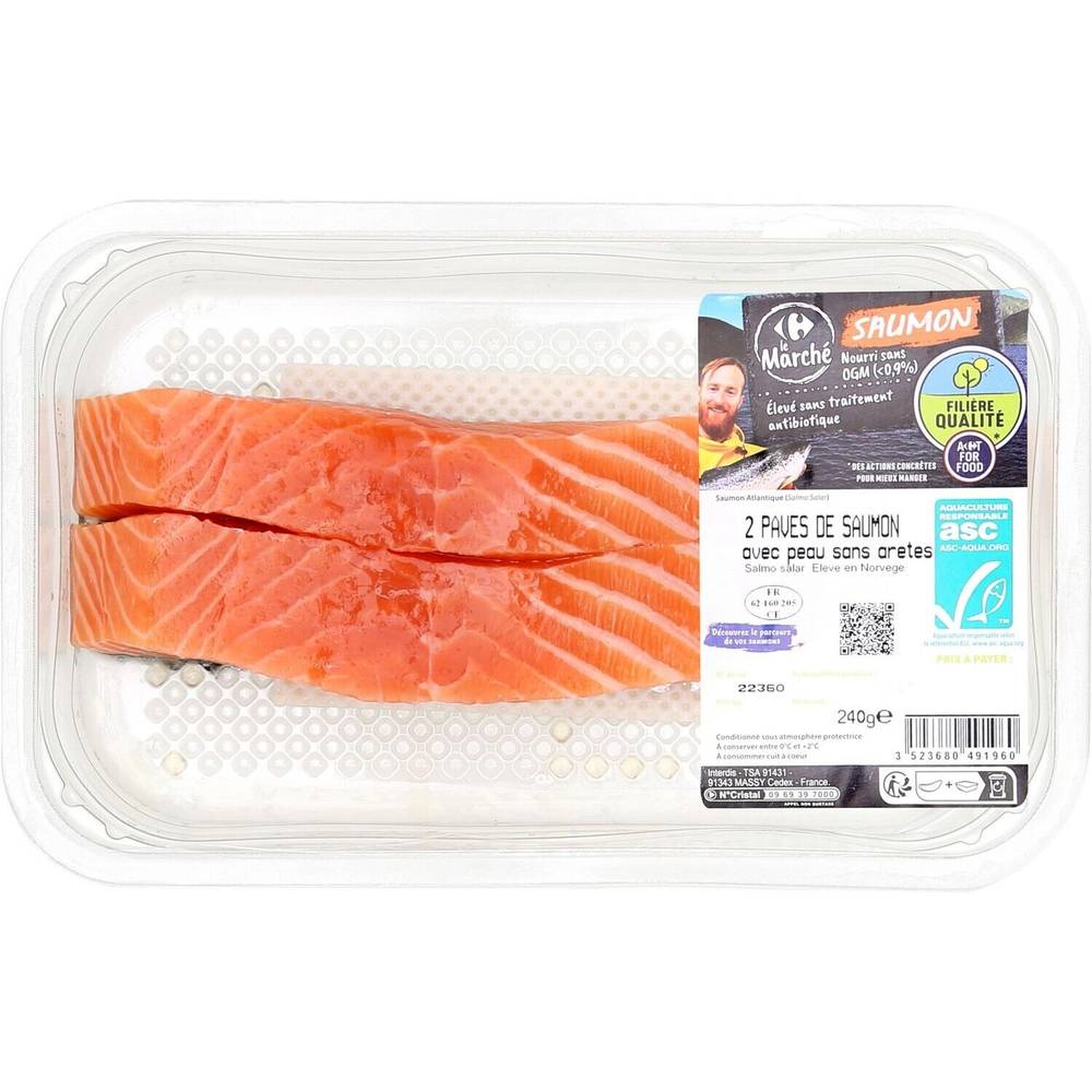 Carrefour Le Marché - Pavés de saumon avec peau sans arêtes