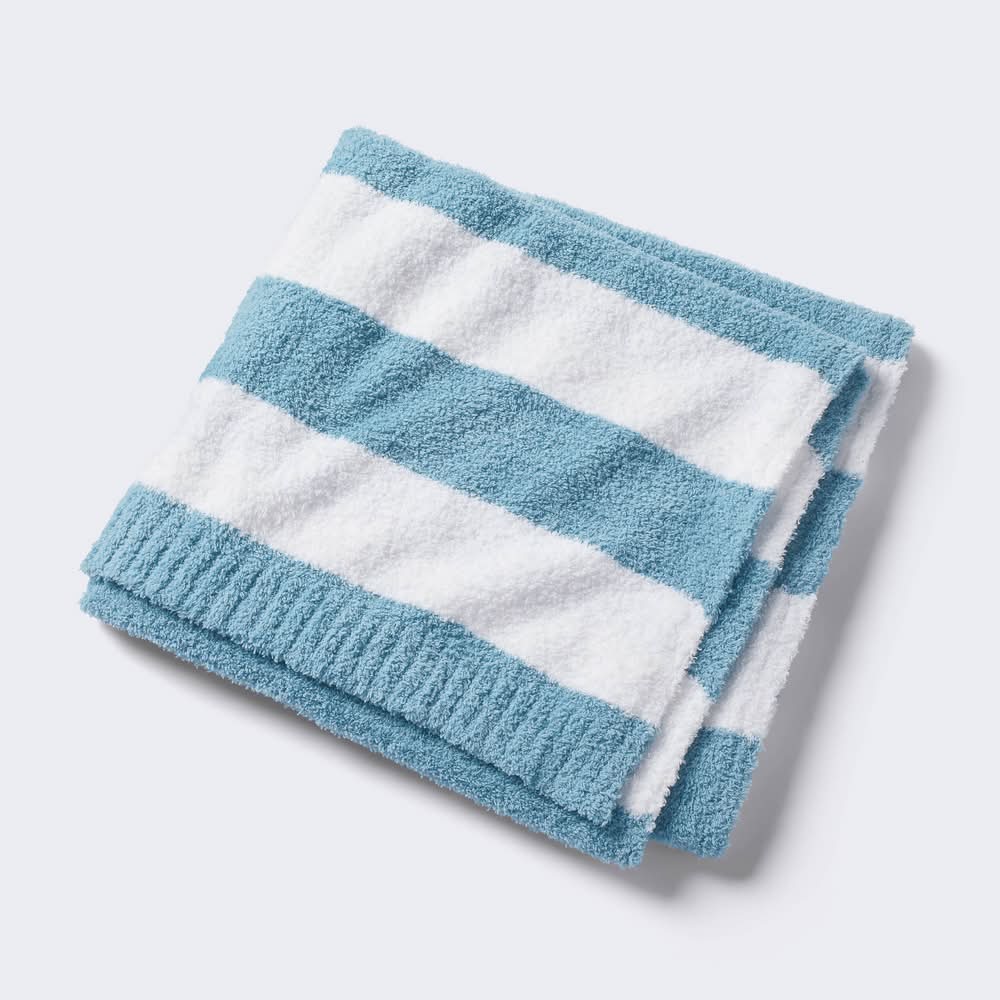 Cloud Island Baby Blanket Chenille Stripe, Blue-White