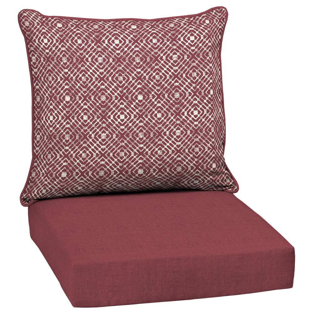 Style Selections 24-in x 24-in Hadrian Red Tile Deep Seat Patio Chair Cushion | HM05297A-9C4