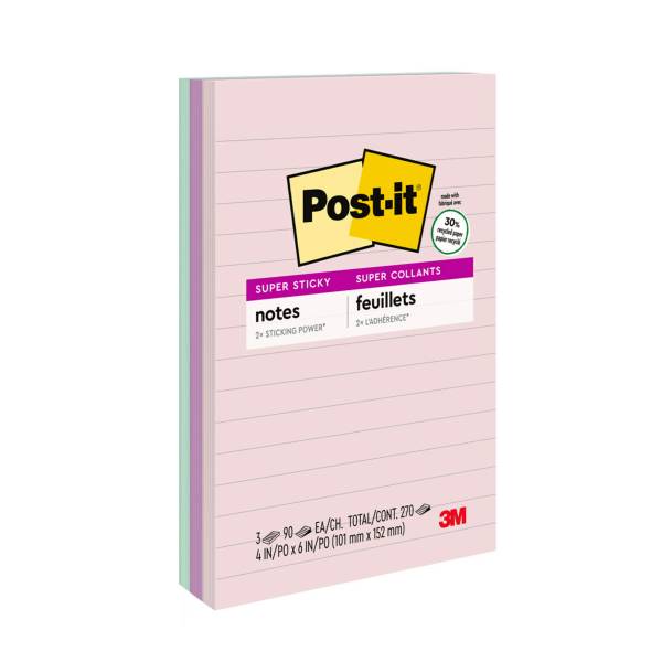 Post-It Super Sticky Notes Wanderlust Collection Pastels Colors Paper (3 ct)
