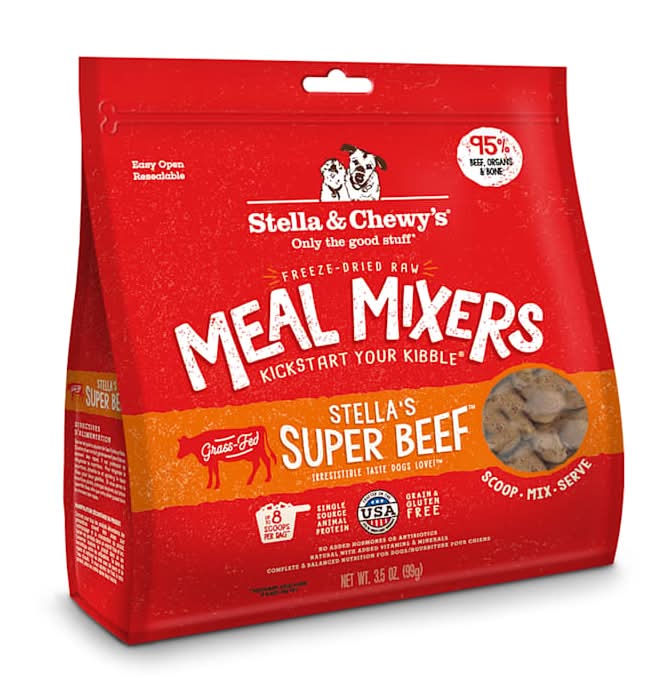 Stella & Chewy's Freeze Dried Raw Super Beef Meal Mixer High Protein Dry Dog Food Topper, 3.5 oz.