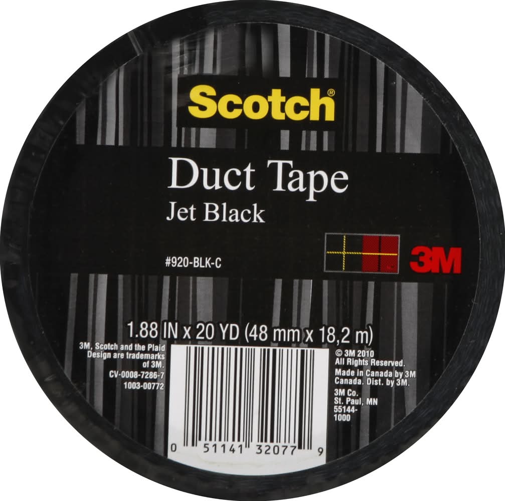 Scotch Duct Tape, 1.88 in x 20 yd, Jet Black