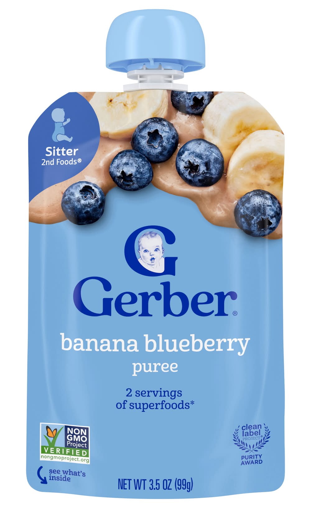 Gerber Baby Food Puree Pouch, Banana Blueberry (3.5 oz)