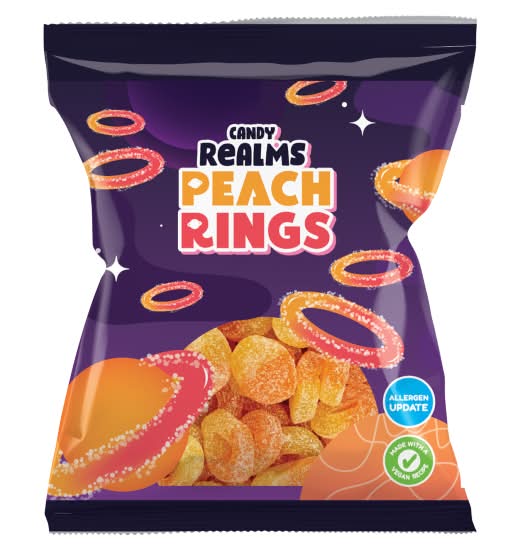 Candy Realms Peach, Sour Jelly Sweets Rings (190g)