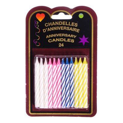 Vincent variété chandelles d'anniversaire torsadées multicolores (24 un) - multicoloured twisted anniversary candles (24 un)
