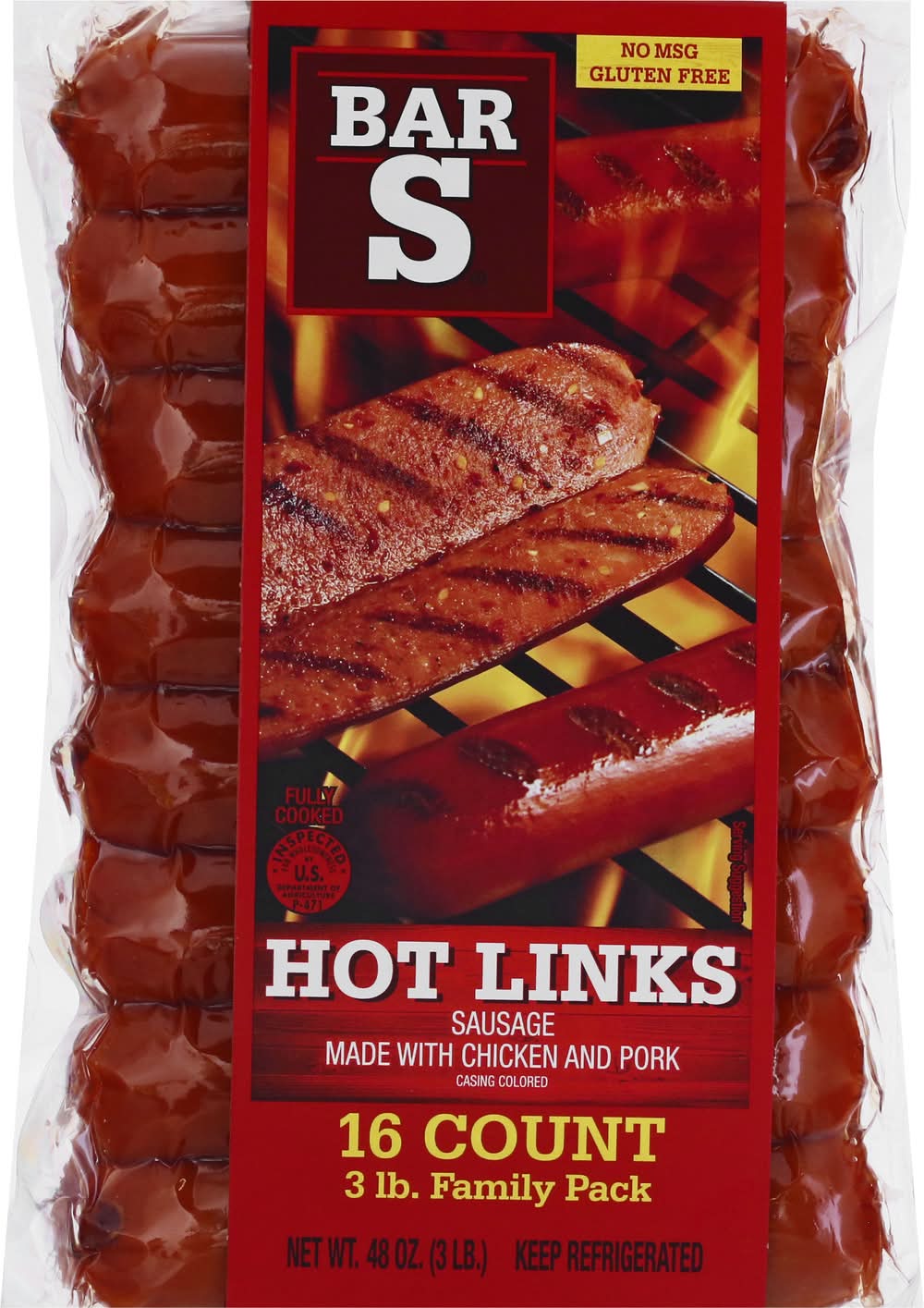 Bar-S Family pack Hot Links Sausage (48 oz, 16 ct)