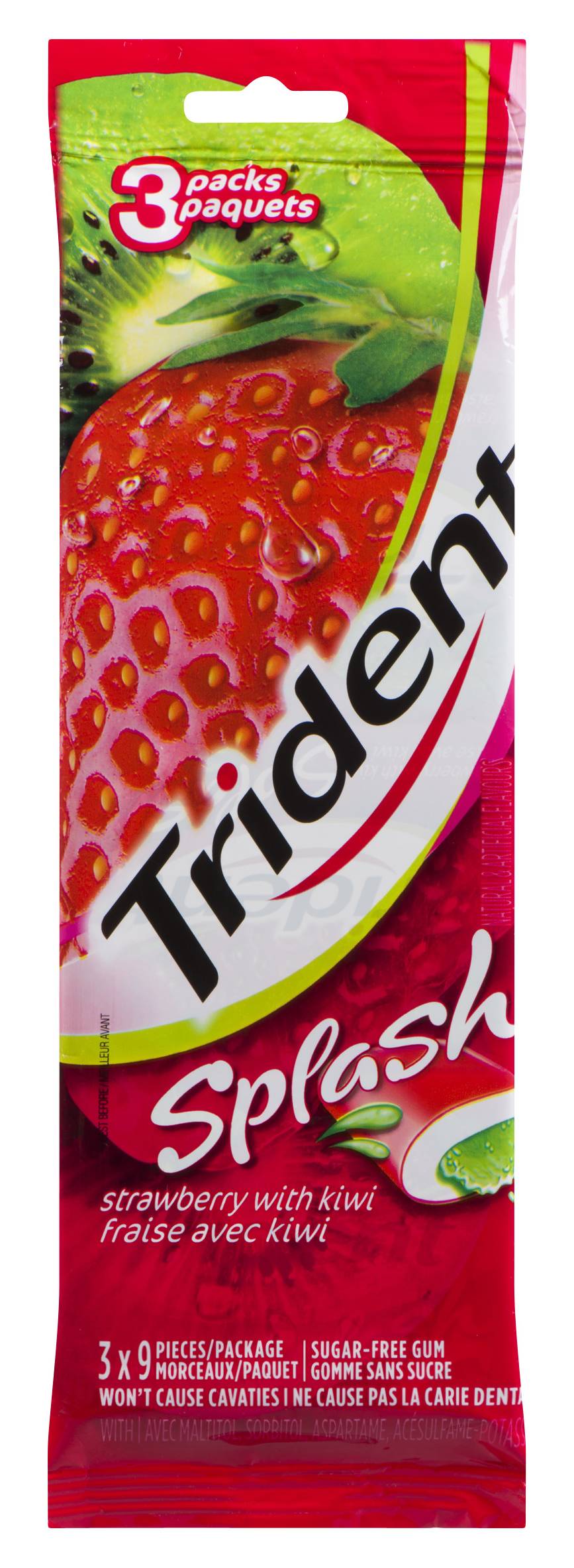 Trident Splash Sugar Free Gums, Strawberry Kiwi (27 ct)