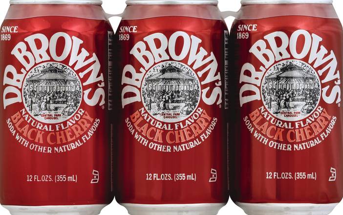 Dr Brown's Black Cherry Soda (6 ct, 12 fl oz)