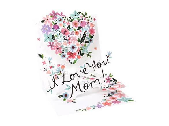 Up With Paper Heart For Mom Pop-Up Greeting Card